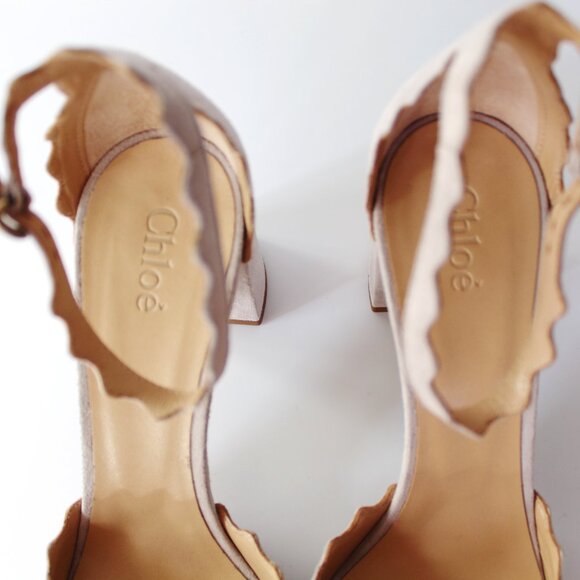 New CHLOE Scalloped d'Orsay Suede Heeled Pumps - Picture 9 of 13